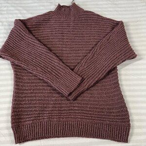 Tahari Sweater Womens Large Ribbed Mock Neck Alpaca Blend Soft Pullover Top